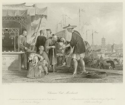 kinesiska katthandlare av Thomas Allom