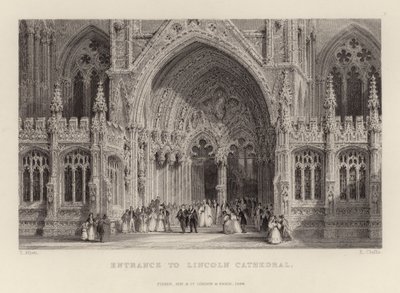Ingång till Lincoln Cathedral av Thomas Allom