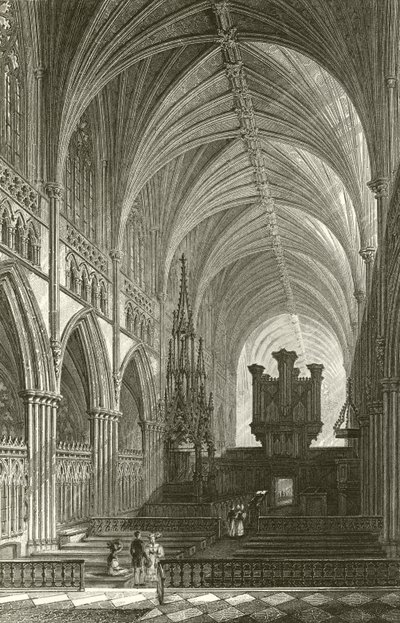 Interiören i Exeter Cathedral av Thomas Allom