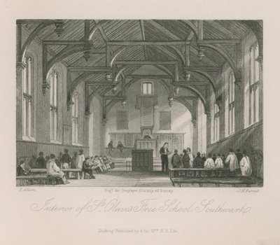 Interiör av St Olaves Friskola av Thomas Allom
