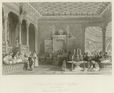 Interiör av en turkisk kafé av Thomas Allom