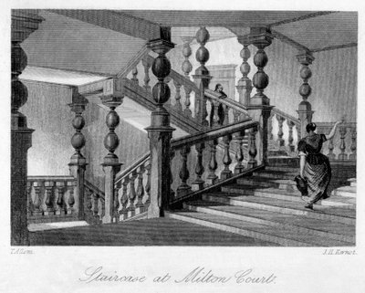 Trappa vid Milton Court, nära Dorking, Surrey, 1800-talet. av Thomas Allom