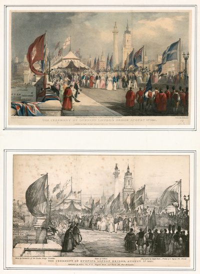 Ceremonin för öppnandet av London Bridge 1 augusti 1831 av Thomas Allom