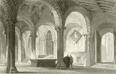 Galileen, West End av Durham Cathedral av Thomas Allom