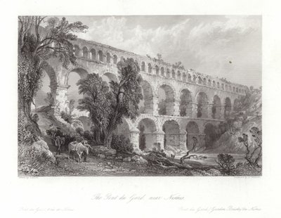 Pont du Gard, nära Nismes av Thomas Allom