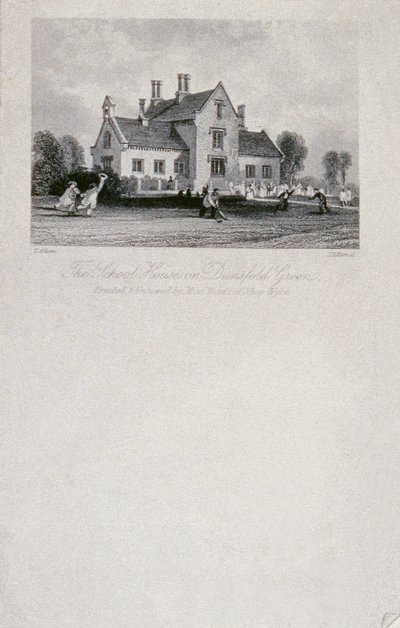 The School House på Dunsfold Green, Surrey, 1850 (stållinjegravering) av Thomas Allom