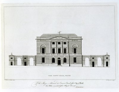 Rådhuset, Bath, graverat av T. Bonnor av Thomas Baldwin