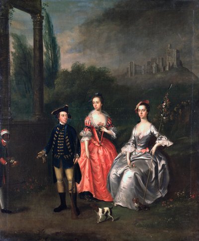Porträtt av kapten Fenwick, hans hustru Isabella Orde och hans syster Ann, ca 1746 av Thomas Bardwell