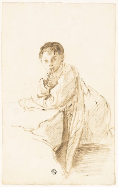 Barn med musikinstrument av Thomas Barker