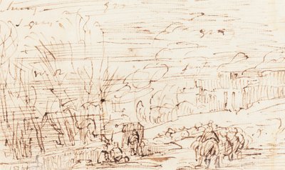 Figurer i ett landskap [verso] av Thomas Barker