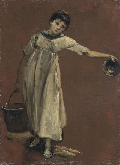Flicka med hink (olja på duk) av Thomas Barker of Bath