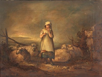 Gloucestershire flicka som håller får av Thomas Barker of Bath