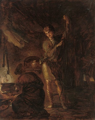 Scener från William Cowpers "The Task", en pojke som stränger en båge, 1785 av Thomas Barker of Bath