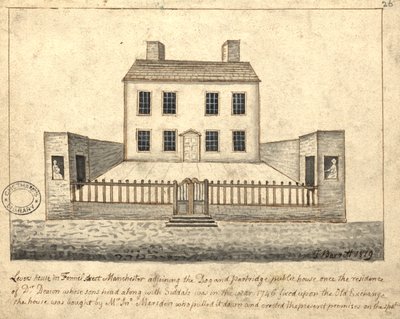 Levers House, Manchester, 1819 (penna och bläck och tvätt på papper) av Thomas Barritt
