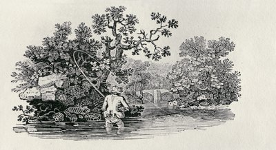 Spela en lax från "History of British Birds and Quadrupeds" av Thomas Bewick