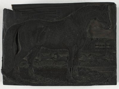 Träkloss för The Black Horse, från A General History of Quadrupeds av Thomas Bewick