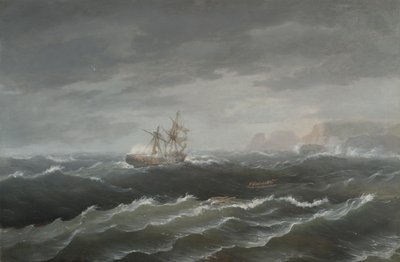 Skeppsbrott nära en stenig kust av Thomas Birch