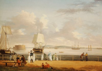 The Battery and Harbour, New York, ca 1811-1812 av Thomas Birch