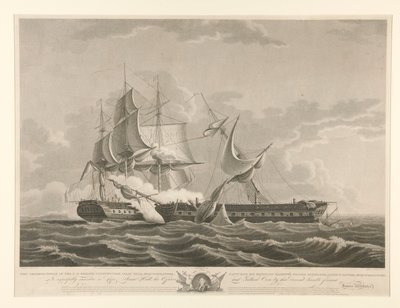 Denna representation av U.S. Fregate Constitution fångar av Thomas Birch