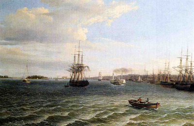 Utsikt över Philadelphia (olja på duk) av Thomas Birch