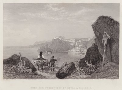 Klippan och udden av Scylla, Kalabrien, Italien (gravyr) av Thomas Brabazon Aylmer