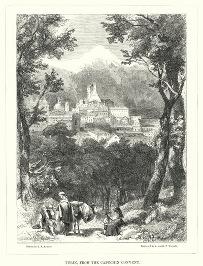 Turin, från kapucinerklostret (gravyr) av Thomas Brabazon Aylmer