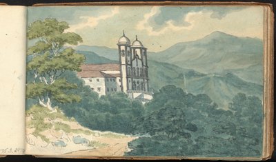 Album med landskaps- och figurstudier: Villa i bergen av Thomas Bradshaw