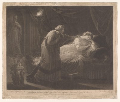 Penelope blir gewekt genom Euryclea Penelope väcktes av Euryclea, med nyheterna om Ulysses återkomst och friarnas död (titel på objektet) av Thomas Burke