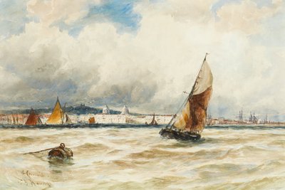 Greenwich Hospital och Naval College från Themsen (wc på papper) av Thomas Bush Hardy