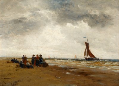 Väntar på att fiskebåtarna återvänder, Holland av Thomas Bush Hardy