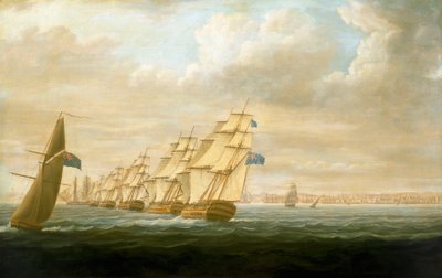Nelsons kustblockadeskadron vid Cadiz, juli 1797, ca 1800 (olja på duk) av Thomas Buttersworth