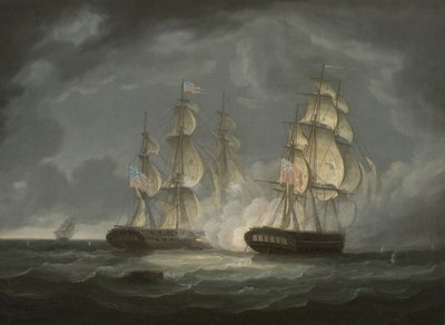Löpande aktion mellan den amerikanska fregattpresidenten och H.M.S. Endymion, 1815 av Thomas Butterworth