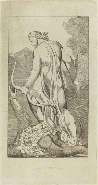 Kristus trampar Satan av Thomas Butts, Jr. after William Blake