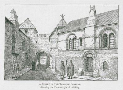 En gata på 1100-talet (litografi) av Thomas Charles Barfield