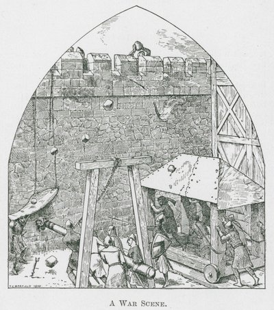 En krigsscen (litografi) av Thomas Charles Barfield