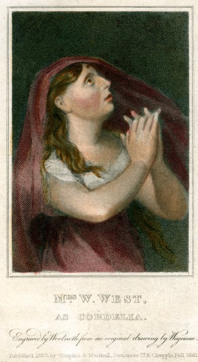 Mrs W West som Cordelia, 1820. av Thomas Charles Wageman