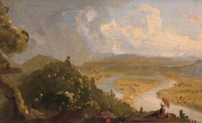 Skiss för utsikt från Mount Holyoke, Northampton, Massachusetts, efter ett åskväder (The Oxbow) av Thomas Cole