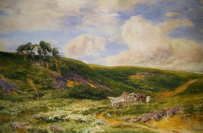 Landskap med vagn (akvarell på papper) av Thomas Collier