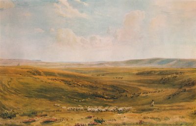 Downs nära Lewes Seaford Cliff i fjärran, c1887 av Thomas Collier