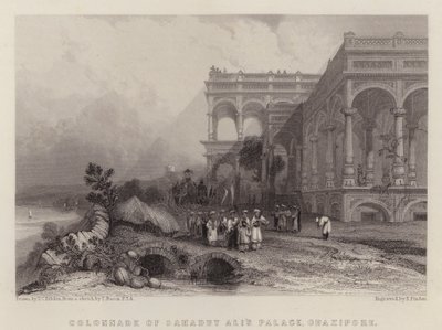 Kolonnaden av Saadat Ali-palatset, Ghazipur (färg litho) av Thomas Colman (after) Dibdin