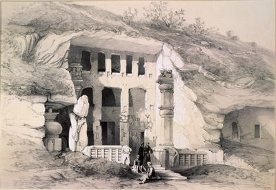 Kannari, Exteriör av Great Chaitya Cave, 1845 av Thomas Colman Dibdin