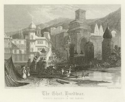 The ghat, Hurdwar, Indien av Thomas Colman Dibdin