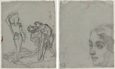 Duell efter maskeradbollen (recto); Chef för en kvinna (verso) av Thomas Couture