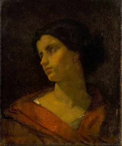 En kvinnas huvud, studie av Thomas Couture