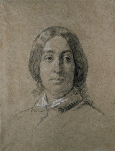 Porträtt av George Sand. av Thomas Couture