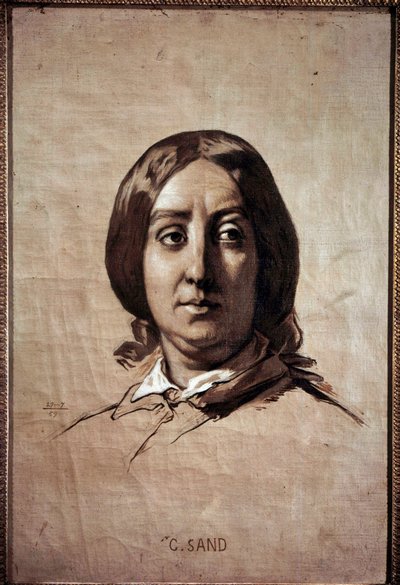 Porträtt av Georges Sand (1804-1876) (Aurore Dupin, Baronne Dudevant) Fransk författare Teckning av Thomas Couture (1815-1879) 1859 Sön. 0,61x0,4 m Versailles, musee du chateau av Thomas Couture