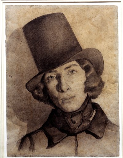 Porträtt av Maurice Sand (1823-1889), son till George Sand, 21 år gammal - Odaterad teckning av Thomas Couture (1815-1879) - denna teckning ansågs länge vara hans mor George Sands, Musee de la Vie Romantik, Paris av Thomas Couture