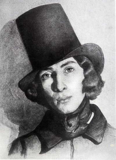 Porträtt av Maurice Sand (1823-1889), son till George Sand, 21 år gammal - Odaterad teckning av Thomas Couture (1815-1879) - denna teckning ansågs länge vara hans mor George Sands teckning av Thomas Couture