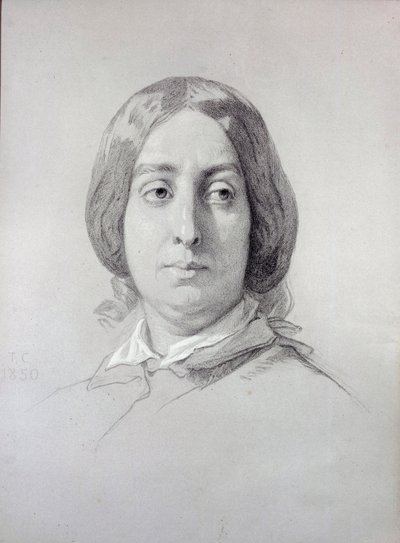 Porträtt av bokstävernas kvinna George Sand (1804-1876) Aurore Dupin, Baronne Dudevant Teckning av Thomas Couture (1815-1879) 1844 Paris, Museum of Romantic Life av Thomas Couture