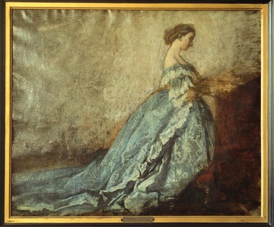Kejsarinnan Eugenie vid bön ... (olja på duk) av Thomas Couture